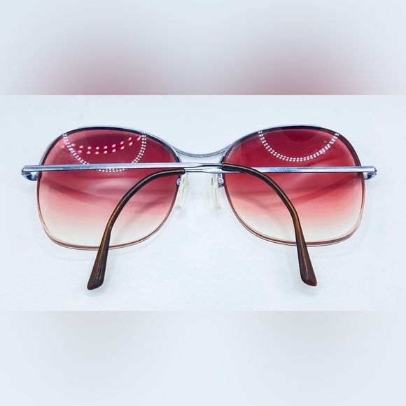 Vintage Logo Paris Silver Purple Oval Half-Rim Sunglasses Frames Only - Picture 4 of 8